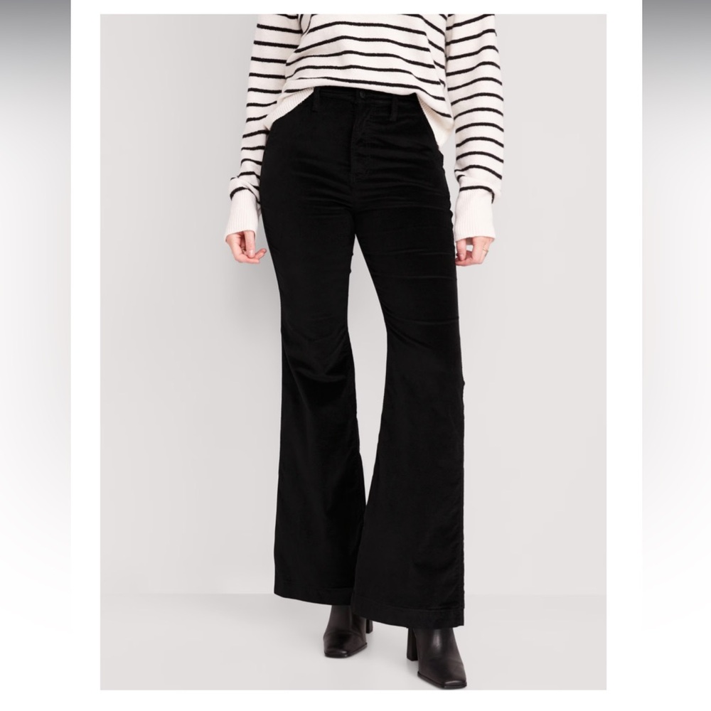 Old Navy Extra High-Waisted Velvet Trouser Flare Pants NWT Sz 6